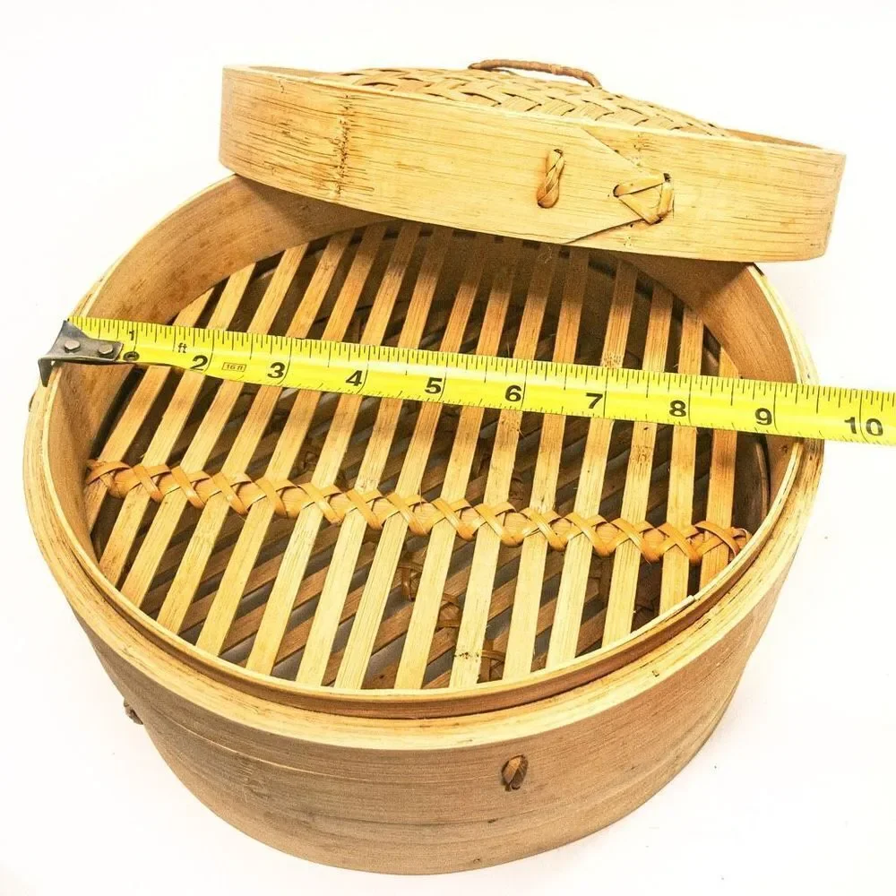 Household 2-Tier Bamboo Food Steamer: Healthy Vegetables Dumplings Dim Sum